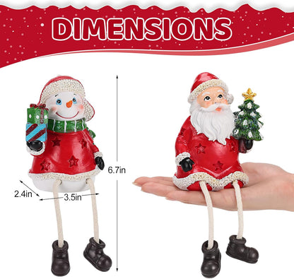 Regine Switzerland Christmas Figurines - Set of 2 Resin Santa & Snowman Shelf Sitters | Holiday Decor