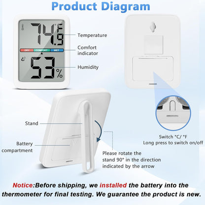 Skiennix Digital Thermometer | High Accuracy Hygrometer with Large LCD Screen - Ideal for Home & Office