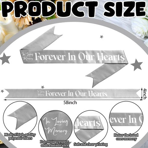 Fanfanwin Funeral Sash - Memorial Wreath Ribbon for Casket | Silver Gray, 58x4'' - Celebrate Life