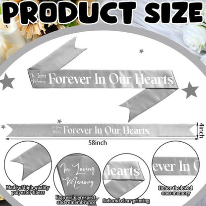 Fanfanwin Funeral Sash - Memorial Wreath Ribbon for Casket | Silver Gray, 58x4'' - Celebrate Life