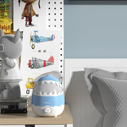 Bucexo Humidifiers for Baby Bedroom, Cool Mist Humidifier for Kids Nursery, Air Humidifier with Essential Oil Diffuser and Night Light, Timer, BPA Free, 1.6L, Up to 40Hours, Shark, Ideal for baby
