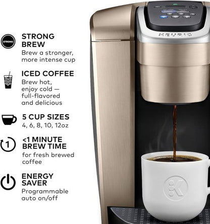 Keurig K-Elite Coffee Maker - Programmable Single Serve with Strength Control & Iced Coffee Feature - Brushed Gold