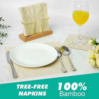 JINVOGREEN 500 Count Bamboo Cocktail Napkins Disposable 2-Ply 5.3 x 5.3 Inch Folded, Eco friendly Compostable Beverage Paper Napkins Bulk for Bars, Lunch, Parties, Restaurant and Everyday Use