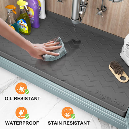 Waterproof Mat for Under Sink 34" x 19" - Various Sizes Fit for Bathroom and Kitchen Cabinets - Easy to Clean, Under Shelf Liner Organizer, Non-Slip Surface, Eco-Friendly Material Drip Tray