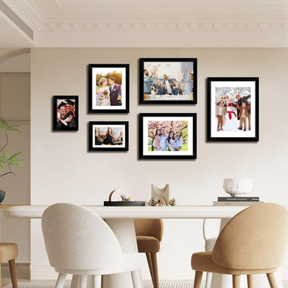 FIXSMITH 8.5x11 Picture Frame, Black Photo Frame with HD Plexiglass, Display Pictures 6x8 with Mat or 8.5x11 Without Mat, Picture Frames Collage for Tabletop or Wall Display, 2 Pack