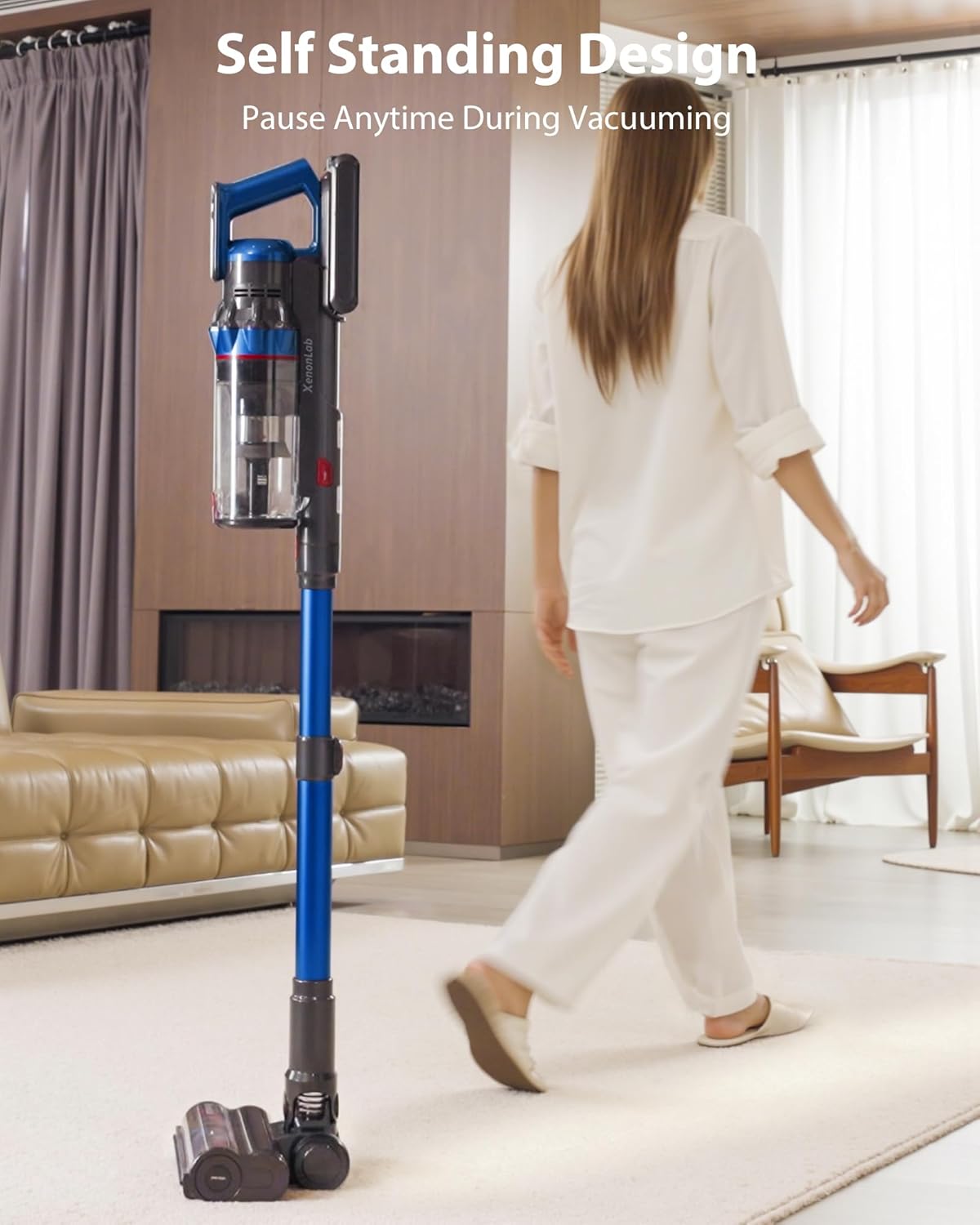 Skiennix Cordless Vacuum Cleaner - 75 Minutes Run Time, 55KPa Suction Power | Lightweight & Rechargeable for Home Use