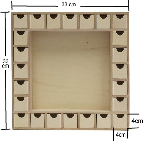Creative Hobbies 13-Inch Christmas Advent Calendar Shadow Box - Pre-Assembled, Removable Drawers - Unfinished Wood for DIY Gifts & Crafts