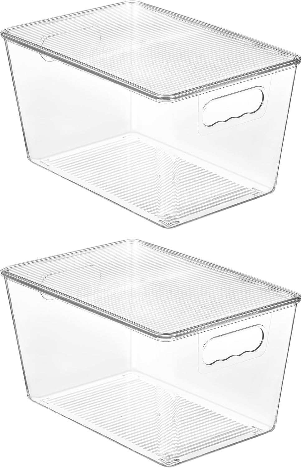 Vtopmart Clear Stackable Storage Bins - Large Plastic Containers with Lids for Pantry & Bathroom Organization | 2 Pack