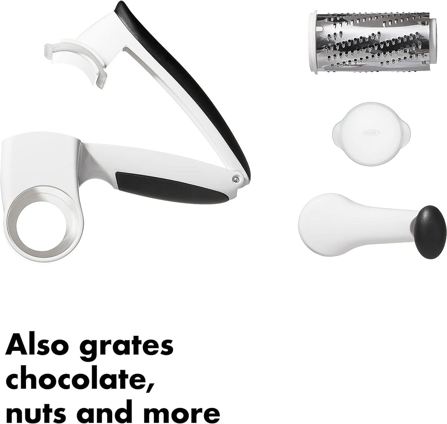 OXO Good Grips Rotary Grater - Effortless Grating for Cheese & Vegetables | Sleek White Design