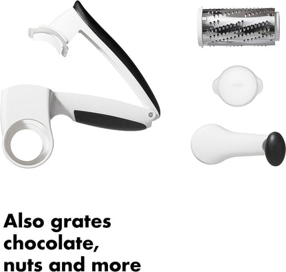 OXO Good Grips Rotary Grater - Effortless Grating for Cheese & Vegetables | Sleek White Design