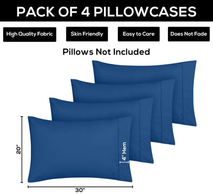 Utopia Bedding Queen Pillow Cases - 4 Pack - Envelope Closure - Soft Brushed Microfiber Fabric - Shrinkage and Fade Resistant Pillow Covers Queen Size 20 X 30 Inches (Queen, Dusk Blue)