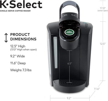 Keurig K-Select Coffee Maker - Single-Serve K-Cup Pod, Sleek Matte Black Finish
