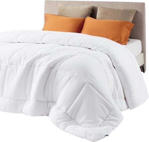 Bedsure Comforter Duvet Insert - All-Season Quilted Down Alternative Blanket, Queen Plus Size 90 x 90 Inches, White