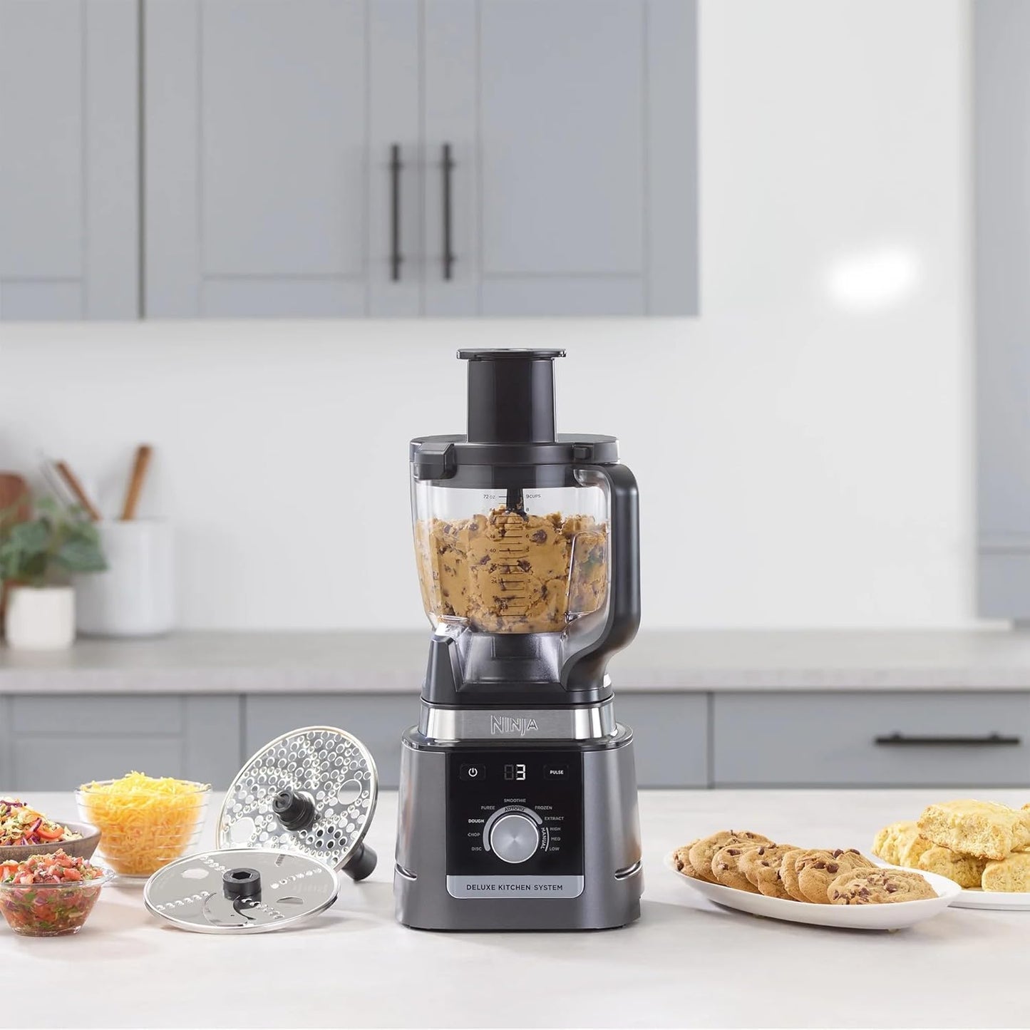Ninja CO905KS Deluxe Kitchen System - 1600W Auto-IQ Base, 88oz Pitcher & 9-Cup Food Processor