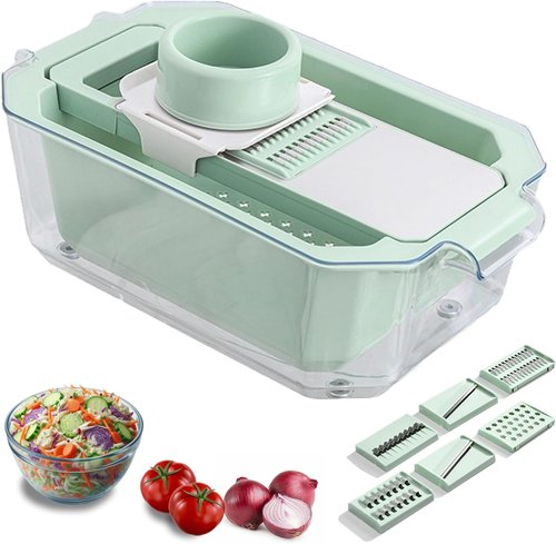 GEHEN Kitchen Pro-Series 9-in-1 Vegetable Chopper - 6 Blades, Food Slicer & 5-Quart Storage Basket