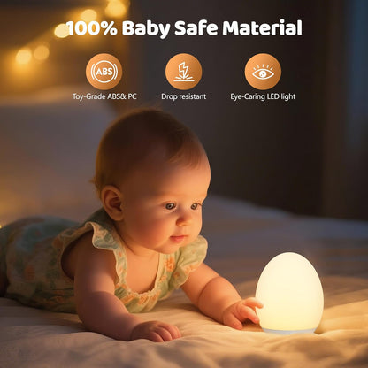 MediAcous Night Light - Soft Silicone Touch Lamp for Kids | 7 Color Changing & Dimmable Design, 1-Hour Timer