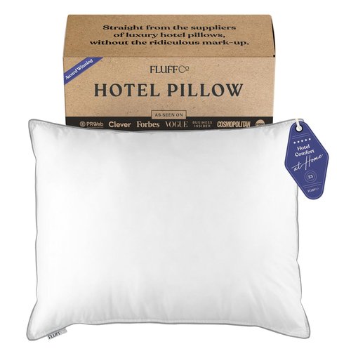 FluffCo Zen Fluff™ Pillows - Down Alternative - Standard/Queen Bed Pillow for Sleeping Made in USA - Luxury Hotel-Quality Pillow - 100% Cotton, 300 Thread Count (Soft Queen Size 1 Pack)