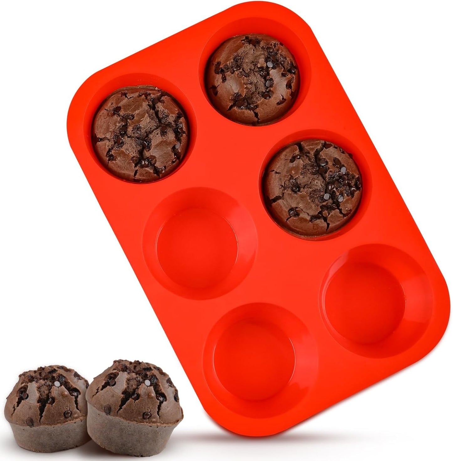 Skiennix Jumbo Muffin Pan - 6-Cup Silicone Baking Mold | 3.5-Inch Non-Stick Cupcake Tin