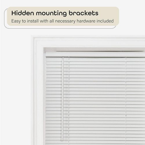 Achim Home Decor Cordless Mini Blinds - Room Darkening, 27" Width x 64" Length, Pearl White