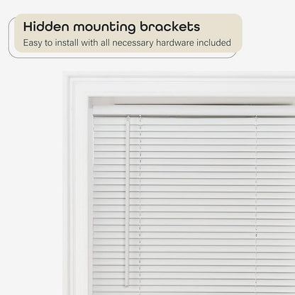 Achim Home Decor Cordless Mini Blinds - Room Darkening, 27" Width x 64" Length, Pearl White
