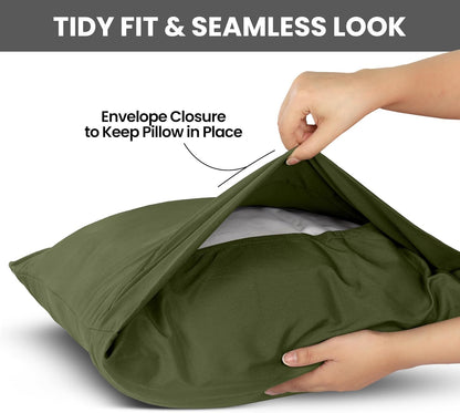Utopia Bedding Queen Pillow Cases - Soft Brushed Microfiber - 2 Pack, Olive | 20 x 30 Inches