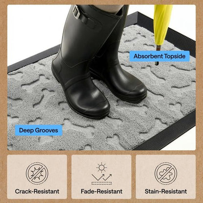 GORILLA GRIP Waterproof All-Season WeatherMAX Doormat - 47x35 Natural Rubber | Stain & Fade Resistant, Easy Clean Light Gray