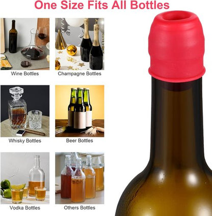 6PCS Silicone Wine Stopper, Wine Bottle Stopper Reusable Wines Stoppers for Wines Bottles WineBottle Seal Stoppers Covers for Champagne Beer Home Kitchen Bars Keeping WineChampagnes Fresh