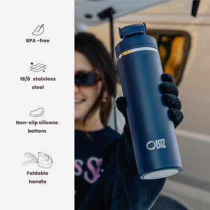 OISIZ Insulated Water Bottle - 24 oz Vacuum Stainless Steel | 2-in-1 Spout & Straw Lid, Leakproof