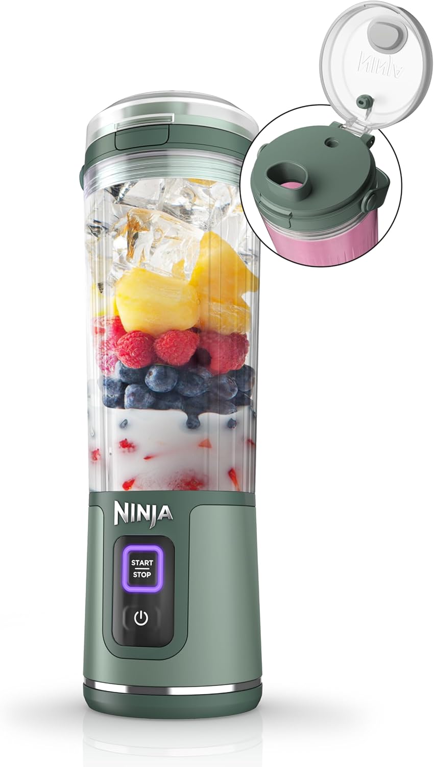 Ninja Portable Blender - Cordless 18oz Personal Blender for Smoothies & Shakes | BPA Free, USB-C Rechargeable, Forest Green