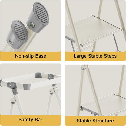 UNICOO Foldable Toddler Tower - 2-Step Kids Step Stool with Safety Rail | Compact Design for Home Use