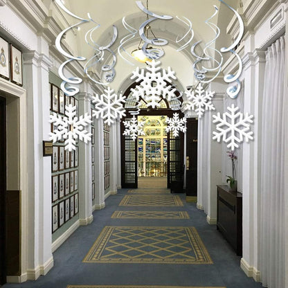 Omgouue Christmas Snowflake Hanging Swirl Decorations - 42Ct Frozen Winter Wonderland Party Supplies