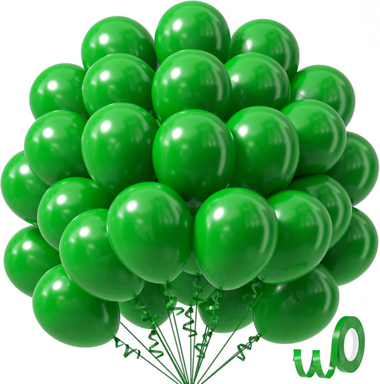 Awenztech Green Balloons - 12-Inch Latex Party Balloons | 50-Pack for Birthday & Baby Shower Decor