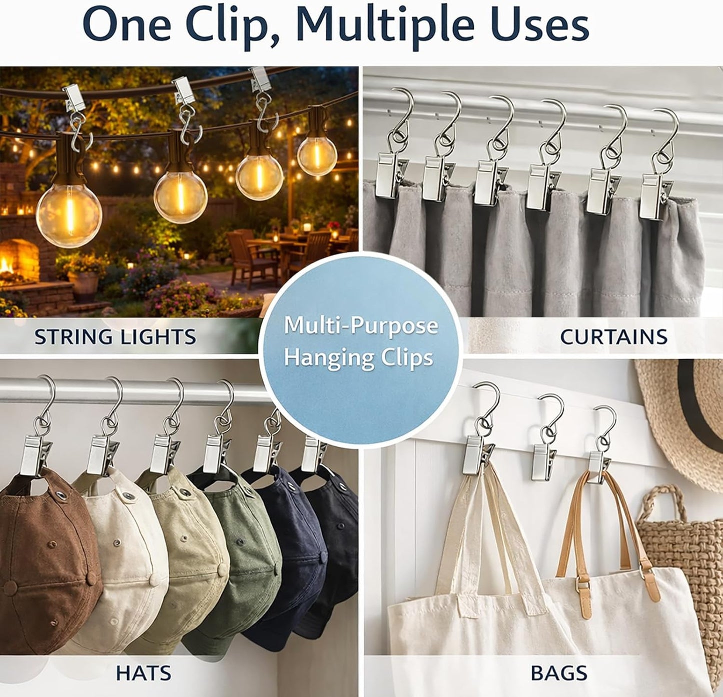 Party Light Hanger | Outdoor Clips for Edison String Lights | 30-Pack for Home & Patio Decor