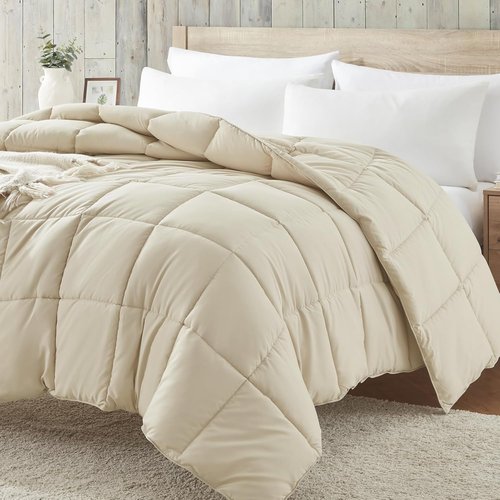 Homelike Moment King Size Comforter - Lightweight Beige Down Alternative Duvet Insert for All-Season Comfort