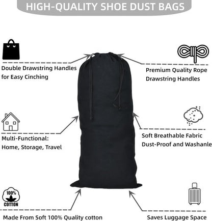 GONGKANGYUAN Shoe Bags - 4 Pack Flannel Travel Pouches with Drawstring for Men & Women