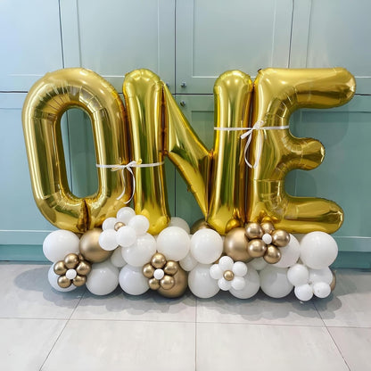 Skiennix 40 Inch Gold Alphabet Balloons - Large Self-Inflating Letter N Decor for Celebrations