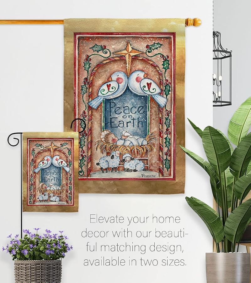 Nativity Doves Flag Wall Banner - 28x40 In House Flag for Indoor/Outdoor Decor