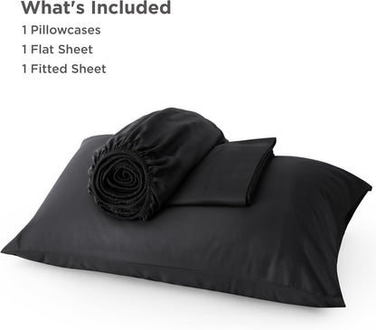 Bedsure Cooling Sheets - Twin XL Bamboo Rayon, Breathable & Soft, Deep Pocket Up to 16 Inches, Black