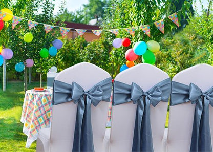Gankar Dusty Blue Chair Sashes - 50 Pack Elegant Ties for Weddings, Parties & Events