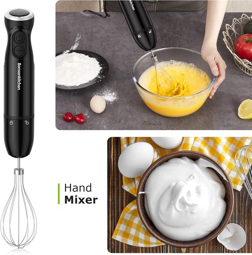 Immersion Hand Blender - 12-Speed Turbo Mode Mixer with Egg Whisk & 24oz Beaker for Smoothies & Sauces