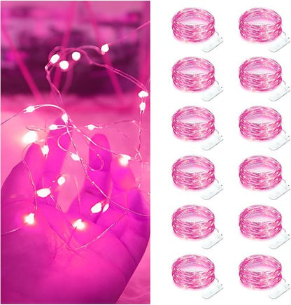Bexdir 12 Pack Battery Operated Fairy Lights - 7FT Waterproof Silver Wire for Outdoor Decor