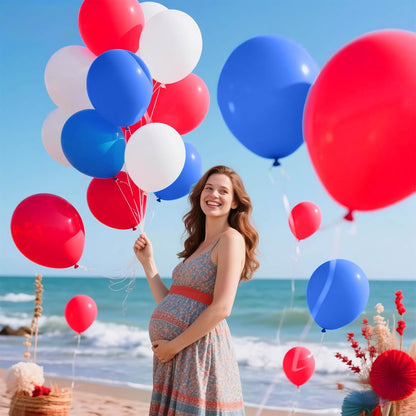 Red White Blue Latex Balloons - 12 Inch Patriotic Confetti Balloons | 68 Pack for 4th of July & Celebrations