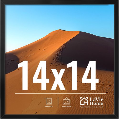 LaVie Home 14x14 Black Picture Frame - HD Plexiglas Display Frame for Vertical or Horizontal Use | Classic Collection