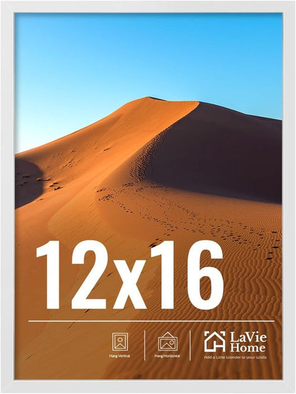 LaVie Home 12x16 Picture Frame - Classic White Frame with HD Plexiglas for Vertical/Horizontal Display
