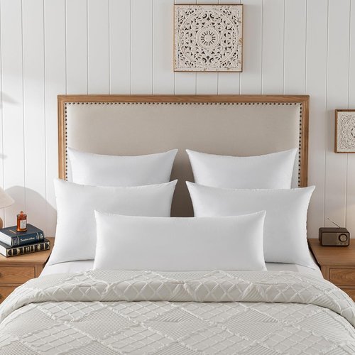 Basic Home® Queen Size Goose Feather & Down Bed Pillow - Odorless Neck Support & Cooling Comfort | 20x28 Inch
