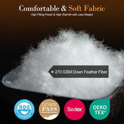 Down Fibers Comforter Queen Size,Luxurious All Seasons Hotel Collection Duvet Insert,54 Oz High Bulkiness Medium Warmth,Fluffy & Breathable for Bedroom, Guestroom, Hotel (White,90x90)