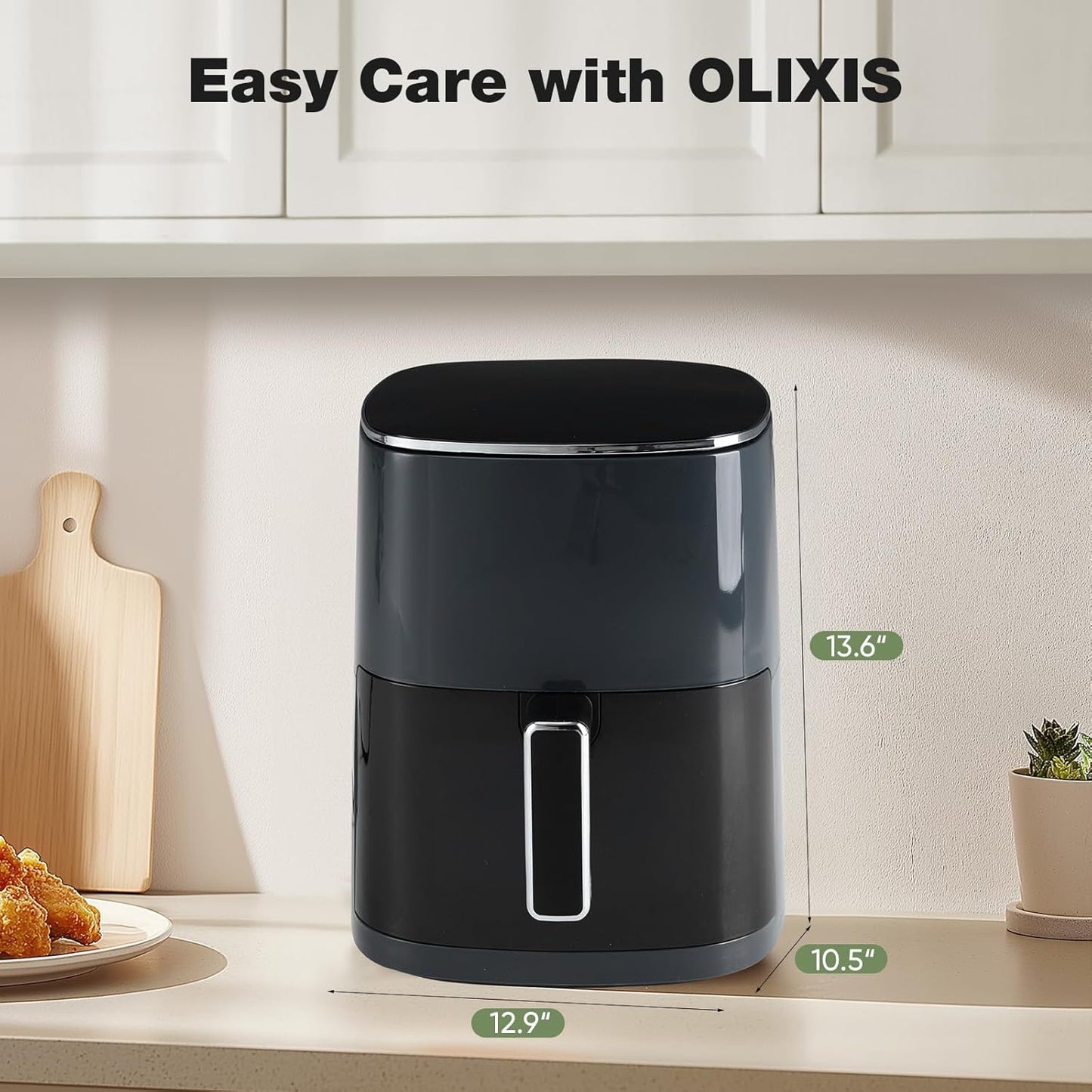 OLIXIS 6 Quart Air Fryer - 12-in-1 Multi-Function Cooking with Window | Grey Finish