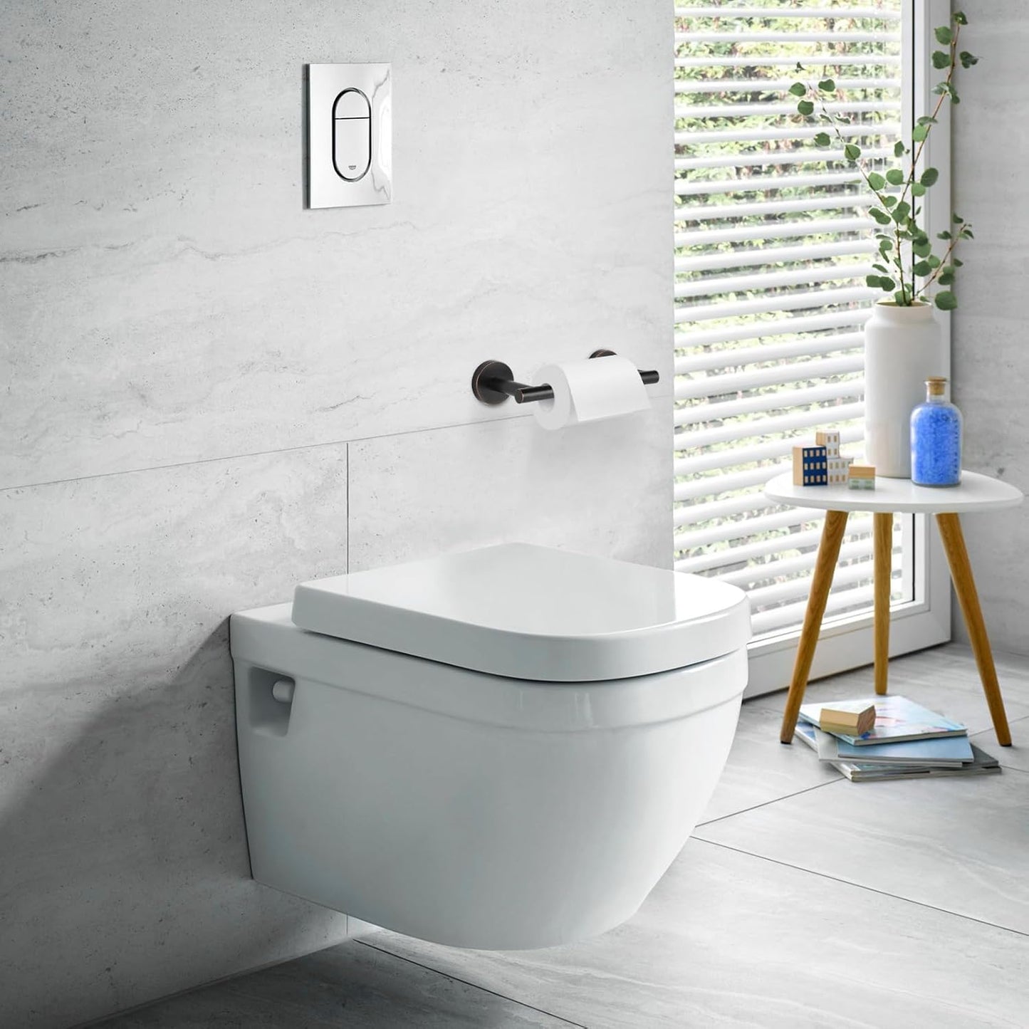 Newfun Toilet Paper Holder - Oil Rubbed Bronze | Adjustable Double Post Design | Wall Mount SUS 304 Stainless Steel