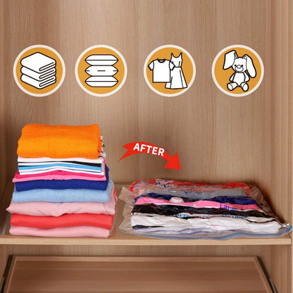 Space Saver - 8 Large Vacuum Storage Bags with Hand Pump for Home & Travel | Clear Design