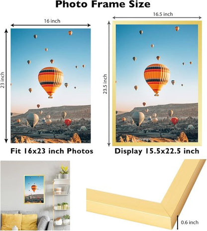 JCJMY 16x23 Gold Picture Frame - Versatile Horizontal & Vertical Wall Hanging for Photos & Posters
